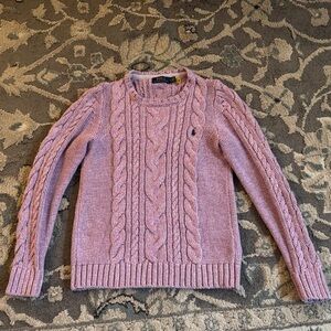 Polo by Ralph Lauren Light Pink Cable-Knit Crewneck Sweater
